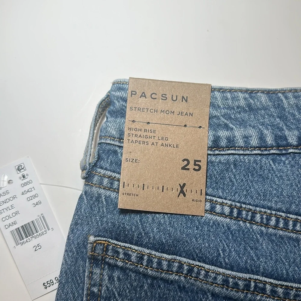 Pacsun stretch mom jean high rise straight leg size‎ 25 color blue
